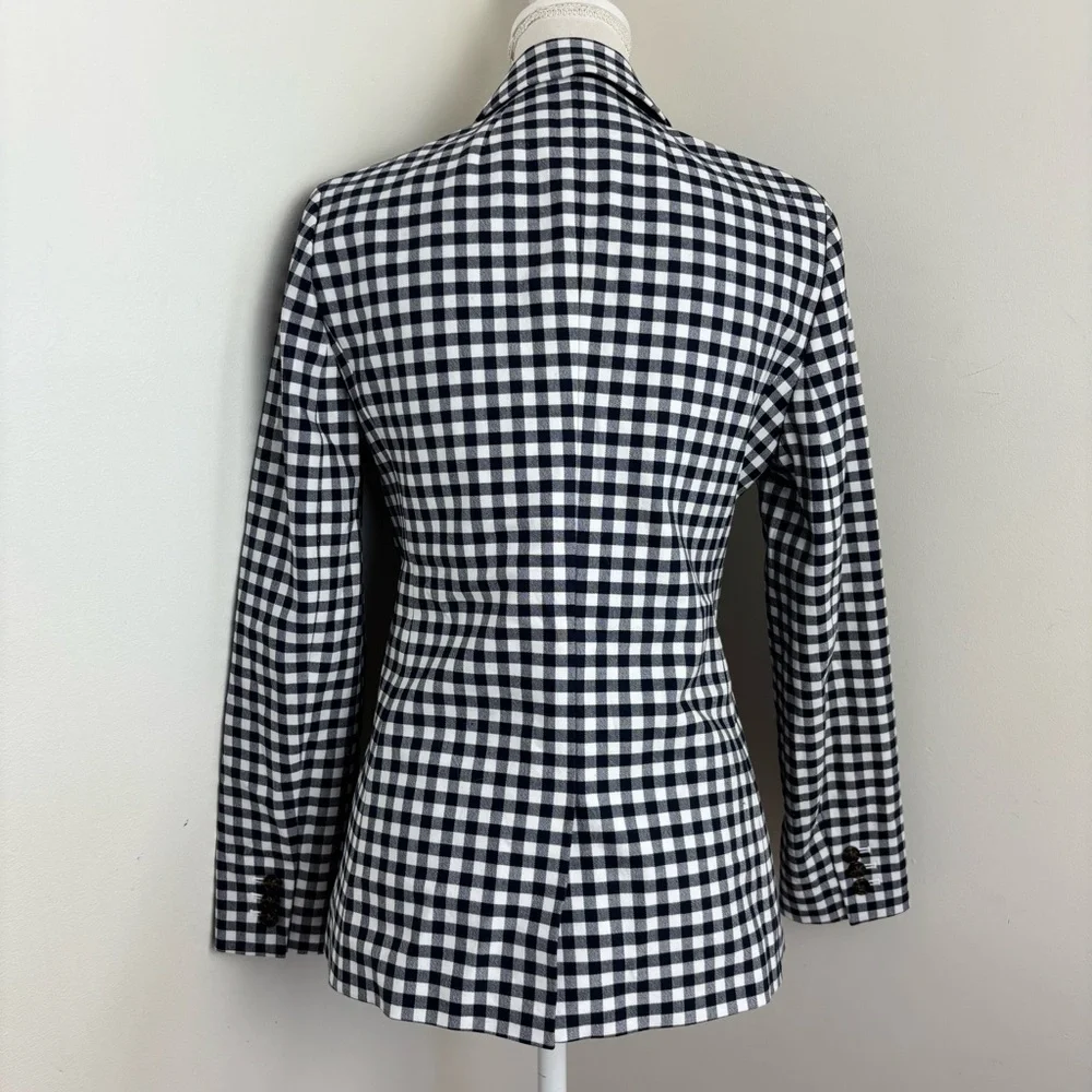 J. Crew Parke Blazer In Navy Blue and White Gingham Size 6 NWOT
